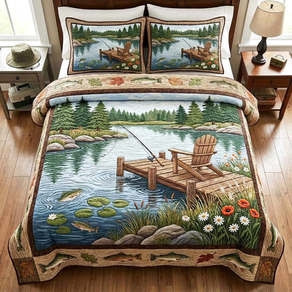 Lake Escape 3-Piece Quilted Bedding Set NCU0TV1911