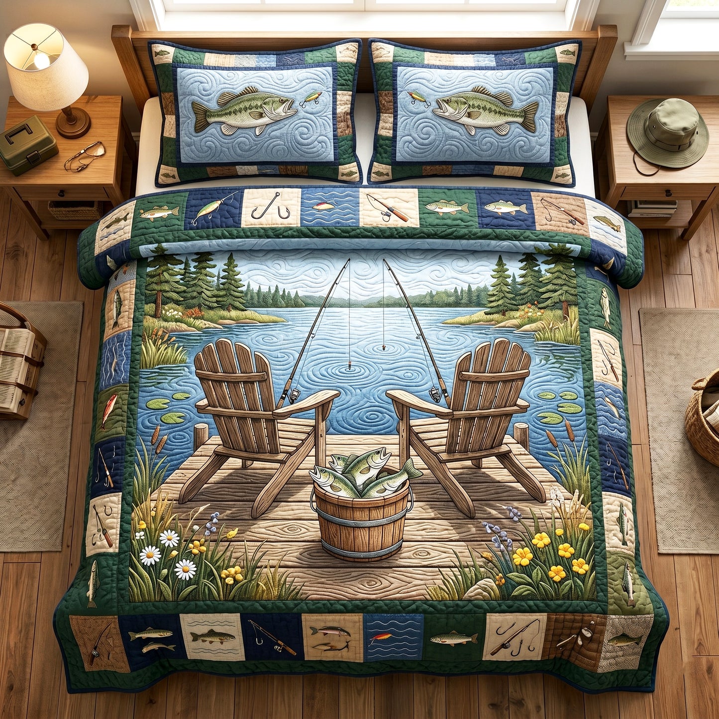Lake Retreat 3-Piece Quilted Bedding Set NCU0TV1891