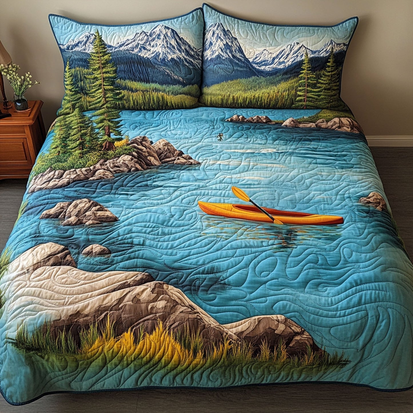 Lake Tahoe Adventure 3-Piece Quilted Bedding Set NCU0PT7094
