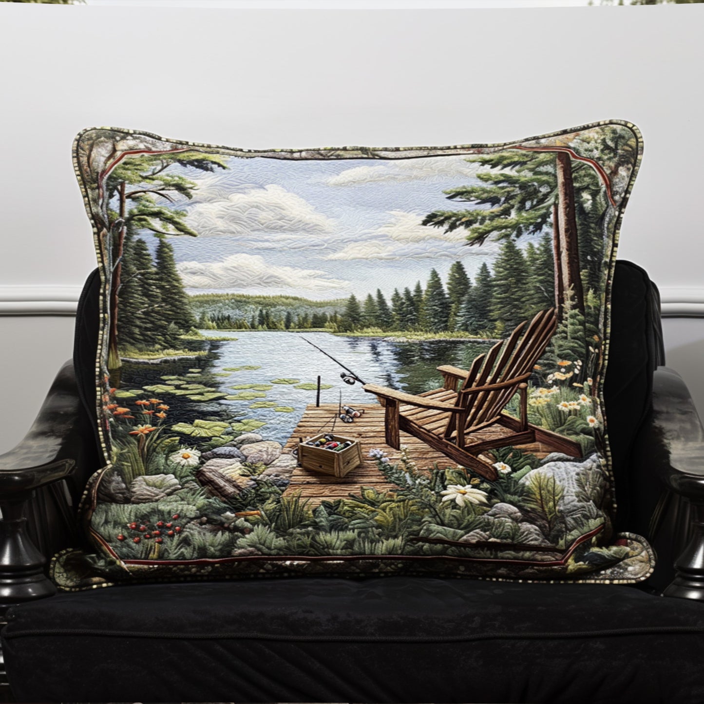 Lakeside Angling Quilted Bedding Pillow Case NCU0PT7366