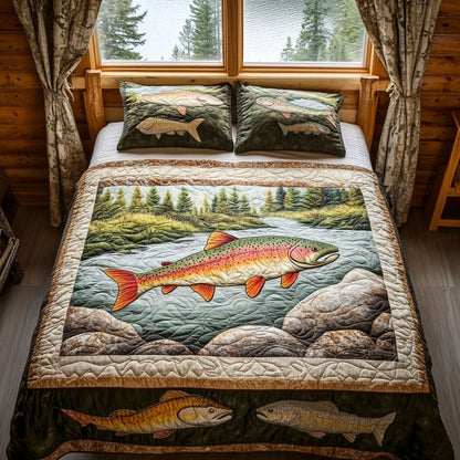 Lakeside Adventure 3-Piece Quilted Bedding Set NCU0PT5545
