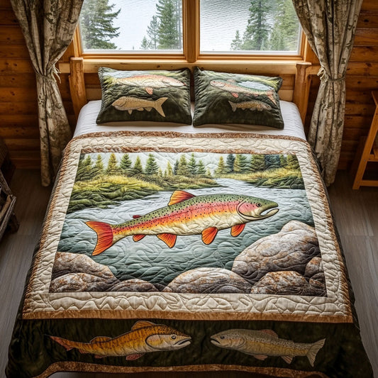 Lakeside Adventure 3-Piece Quilted Bedding Set NCU0PT5545