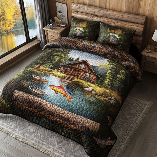 Lakeside Adventures 3-Piece Quilted Bedding Set NCU0PT5546