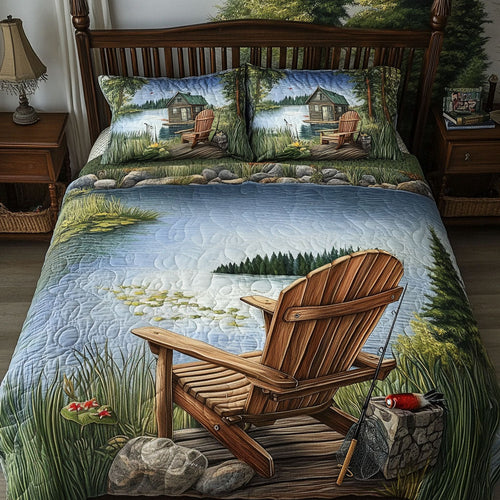 Lakeside Angler 3-Piece Quilted Bedding Set NCU0PT6920