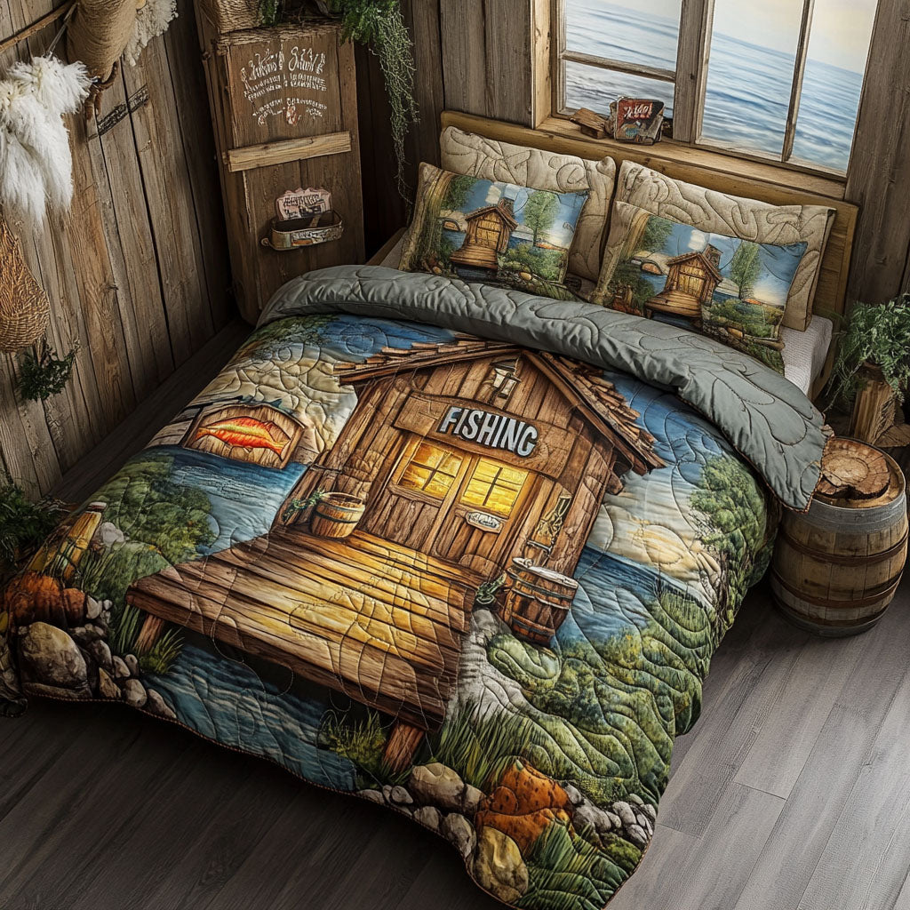 Lakeside Life 3-Piece Quilted Bedding Set NCU0PT5547