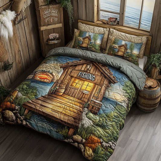 Lakeside Life 3-Piece Quilted Bedding Set NCU0PT5547