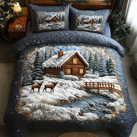 Lakeside Log Cabin 3-Piece Quilted Bedding Set NCU0DK3679