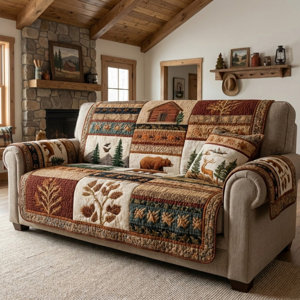 Lakeside Pines Quilted Sofa Cover NCU0VL3367