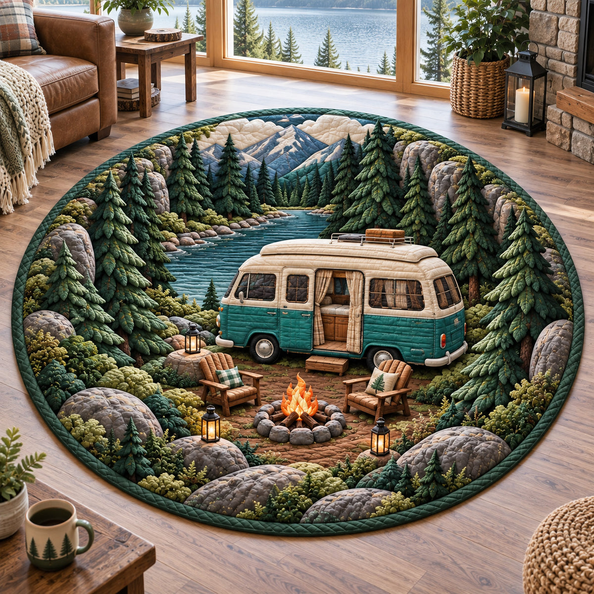 Lakeside Roamer Quilted Round Mat NCU0TV2163