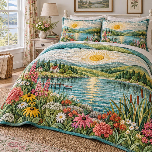 Lakeside Wildflower Garden 3-Piece Quilted Bedding Set NCU0DV10303
