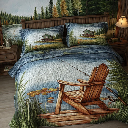 Lakeside and Chair Escape 3-Piece Quilted Bedding Set NCU0PT6919