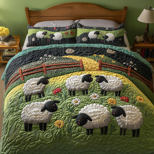Lamb Love 3-Piece Quilted Bedding Set NCU0VH3329
