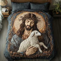 Lamb Shelter 3-Piece Quilted Bedding Set NCU0DK8126