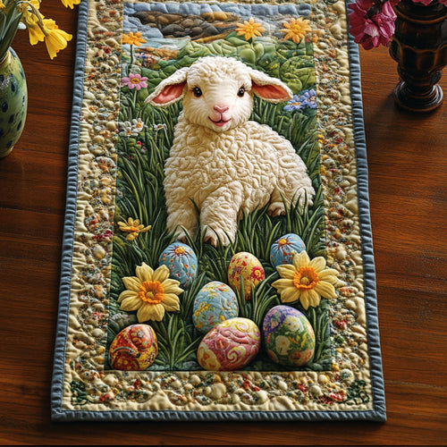 Lamb of Easter Quilted Table Runner NCU0PT4919