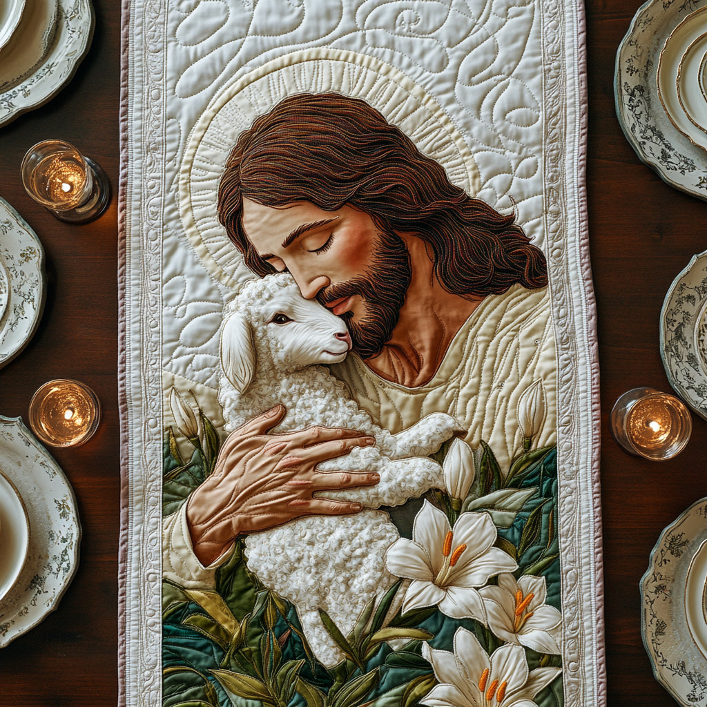 Lamb of Peace Quilted Table Runner NCU0DV6659