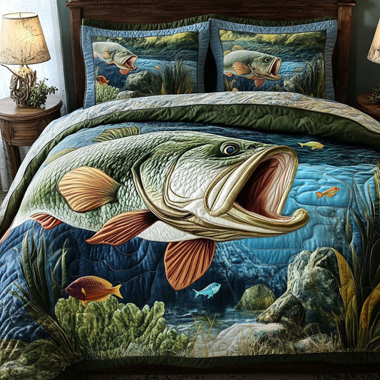 Largemouth King 3-Piece Quilted Bedding Set NCU0PT6898