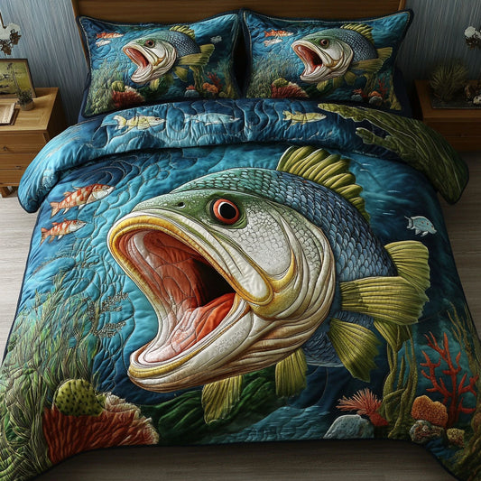 Largemouth Legacy 3-Piece Quilted Bedding Set NCU0PT6899