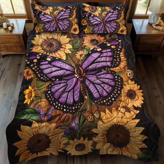 Lavender Wings Butterfly 3-Piece Quilted Bedding Set NCU0VL046