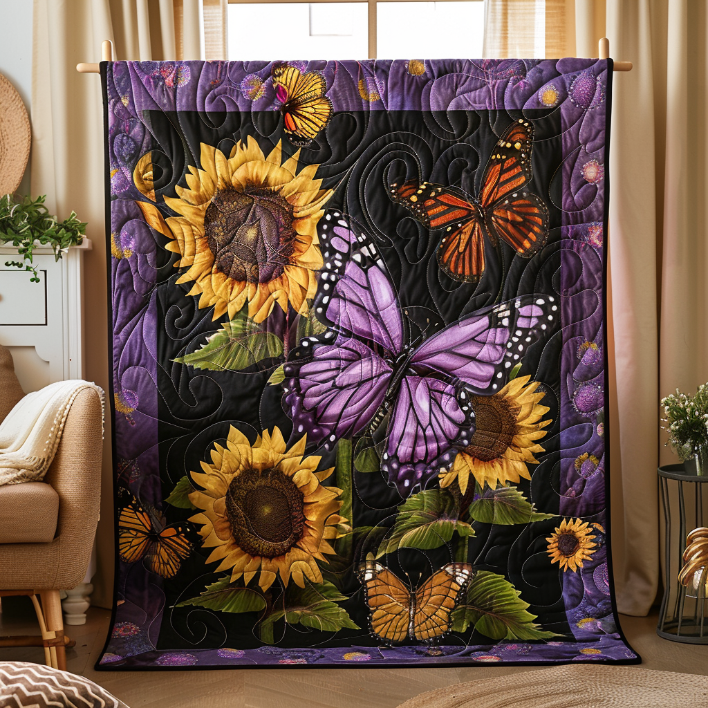 Lavender Wings Butterfly Quilted Blanket NCU0VL020