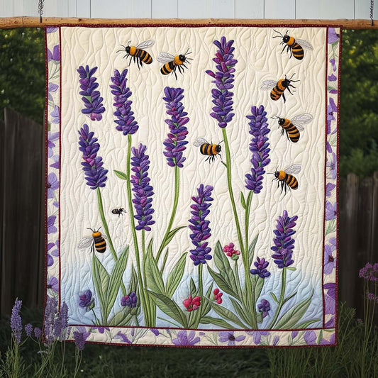 Lavender Bees Dance Art Quilt Hanging NCU0NT854