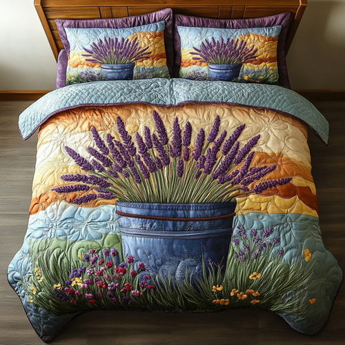 Lavender Breeze 3-Piece Quilted Bedding Set NCU0DK6866