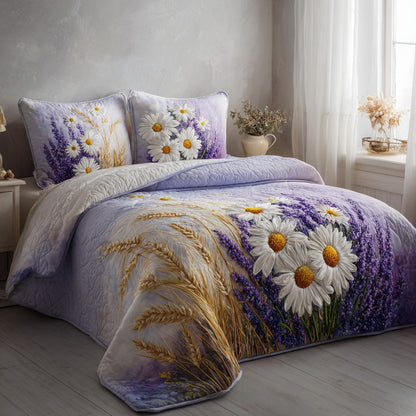 Lavender Daisy Dream 3-Piece Quilted Bedding Set NCU0VL3046
