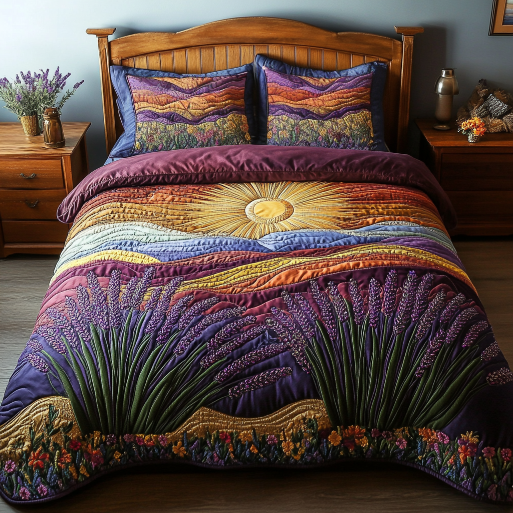 Lavender Dreams 3-Piece Quilted Bedding Set NCU0VL2472