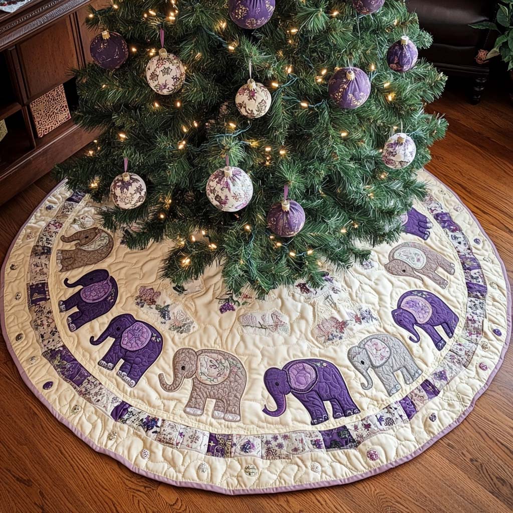 Lavender Dreams Christmas Quilted Tree Skirt NCU0NT2234
