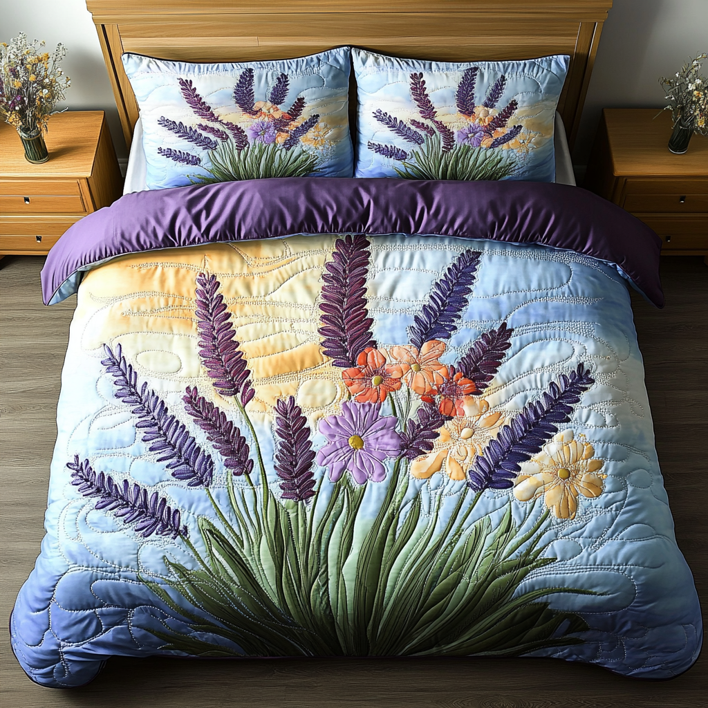 Lavender Fields 3-Piece Quilted Bedding Set NCU0DK6868