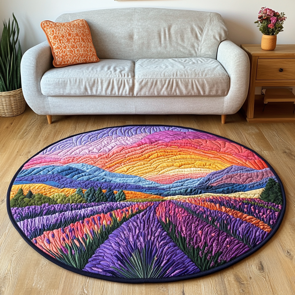 Lavender Fields Quilted Round Mat NCU0DK6942
