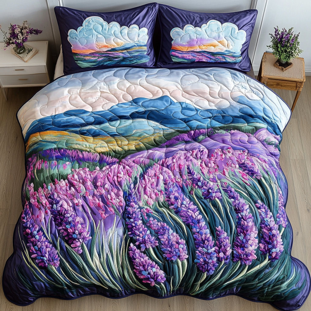 Lavender Glow 3-Piece Quilted Bedding Set NCU0DK6872