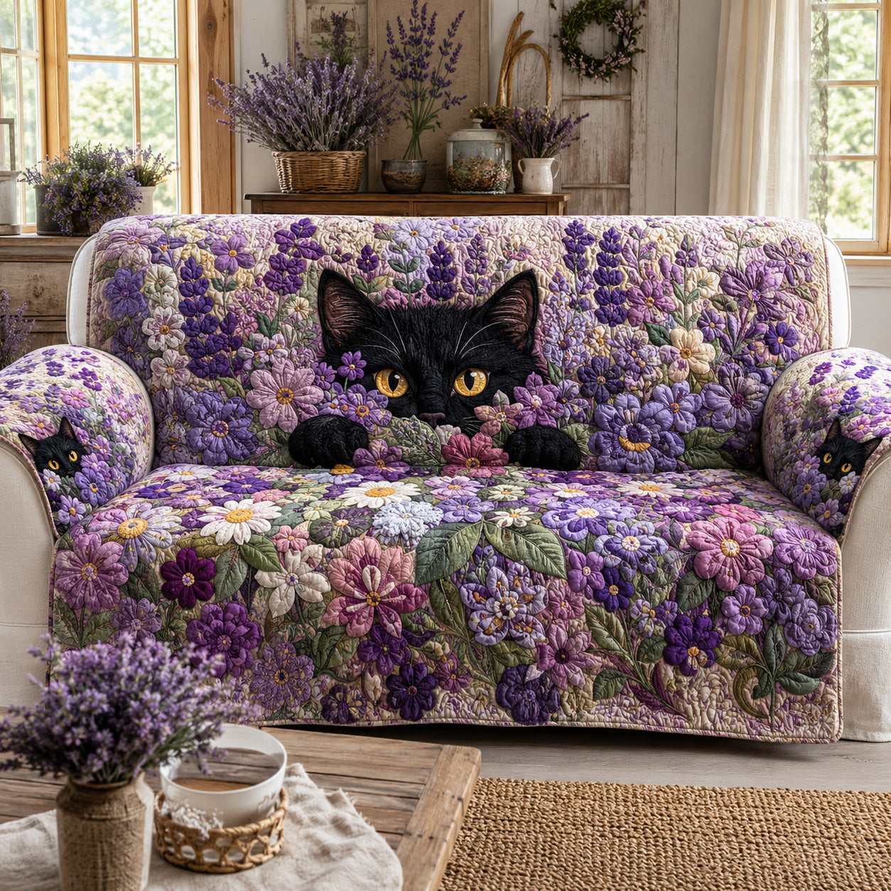 Lavender Haven Quilted Sofa Cover NCU0TV2017