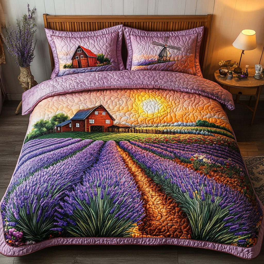 Lavender Horizon 3-Piece Quilted Bedding Set NCU0NT6764