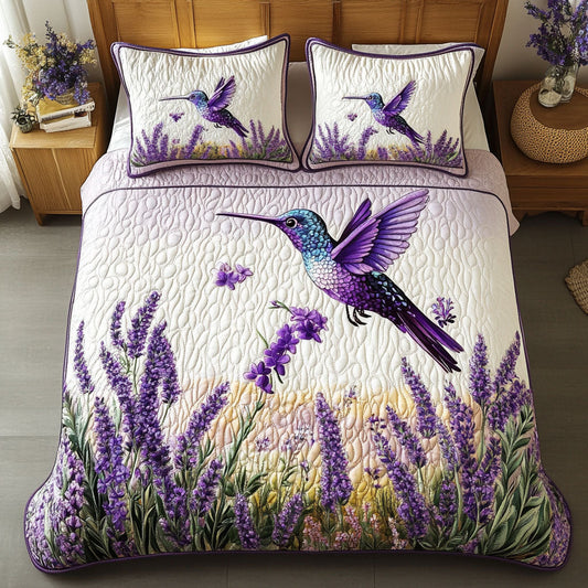 Lavender Hummingbird 3-Piece Quilted Bedding Set NCU0NT4798