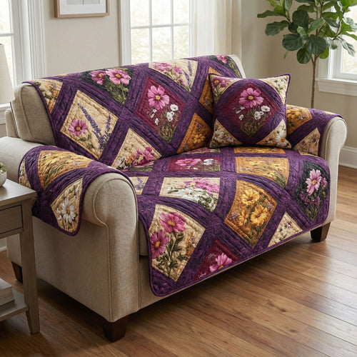 Lavender Meadow Quilted Sofa Cover NCU0NT12351
