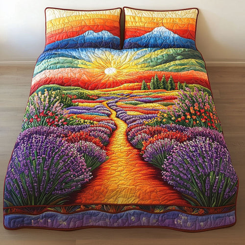 Lavender Pathway 3-Piece Quilted Bedding Set NCU0NT3684