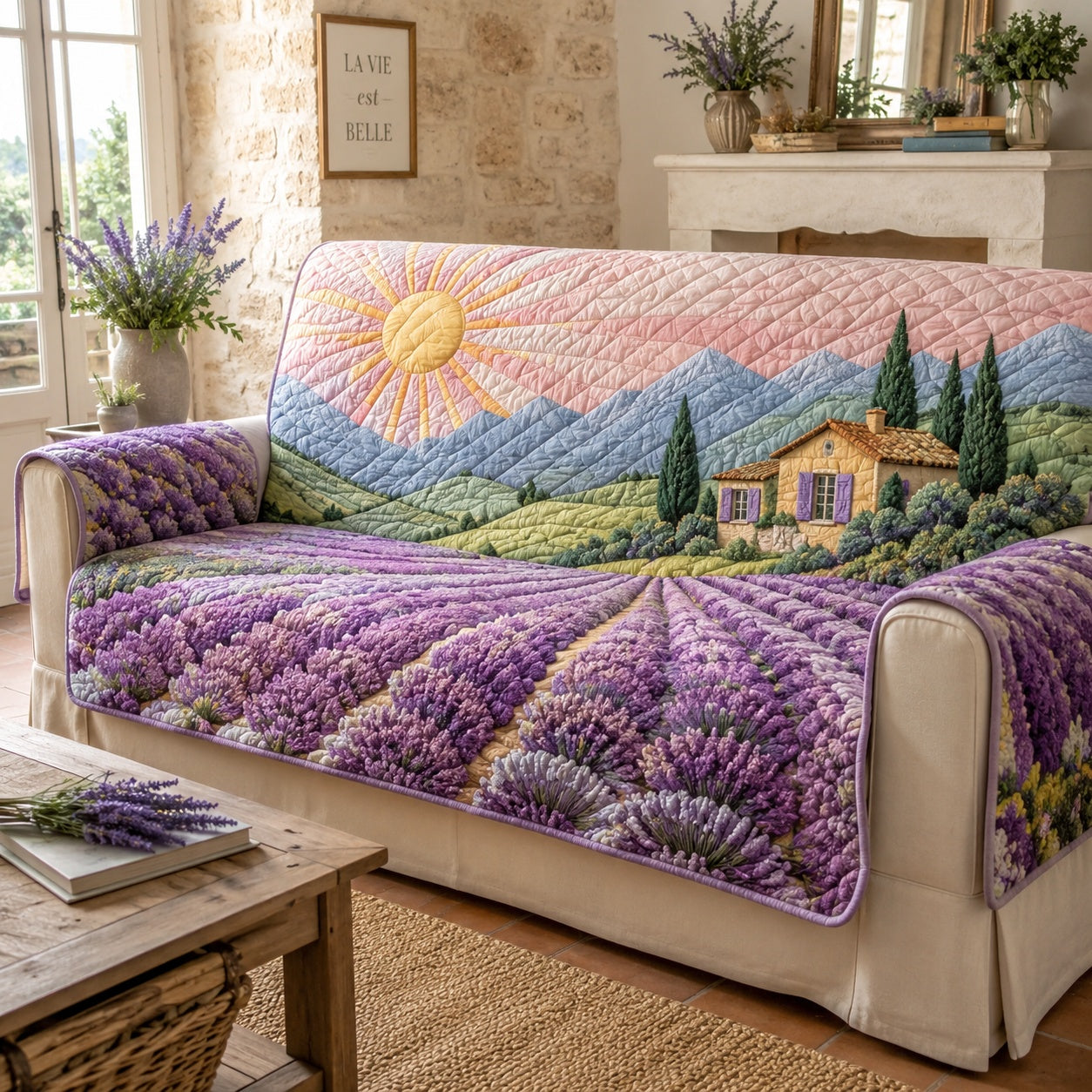 Lavender Province Zenith Quilted Sofa Cover NCU0VL3874