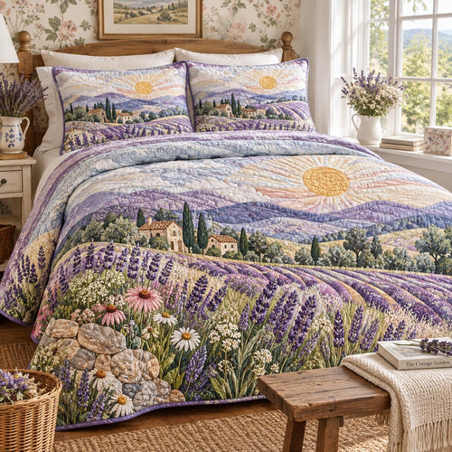 Lavender Sunrise Field 3-Piece Quilted Bedding Set NCU0DV10306