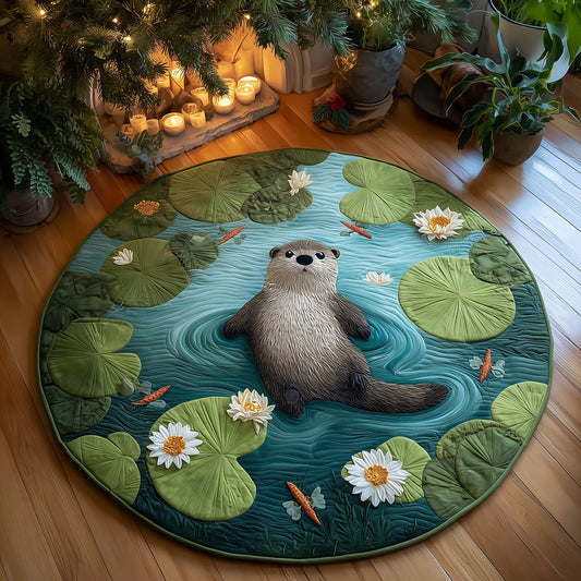 Lazy Otter Lagoon Quilted Round Mat NCU0TH3877