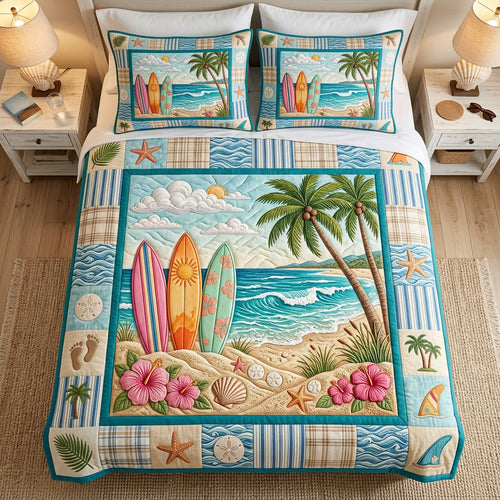 Lazy Surfer Days 3-Piece Quilted Bedding Set NCU0HH2019