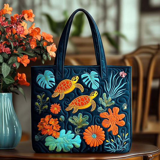 Lazy Turtle Time Quilted Tote Bag NCU0NT8676
