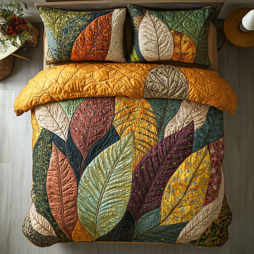 Leaf Breeze 3-Piece Quilted Bedding Set NCU0DK7984