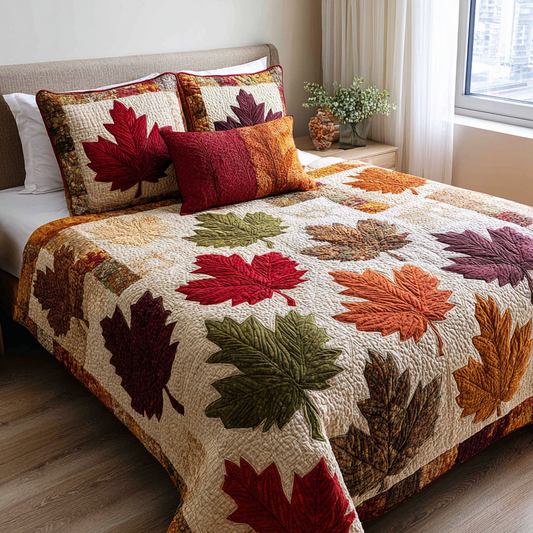 Leaf Harmony 3-Piece Quilted Bedding Set NCU0DK8667