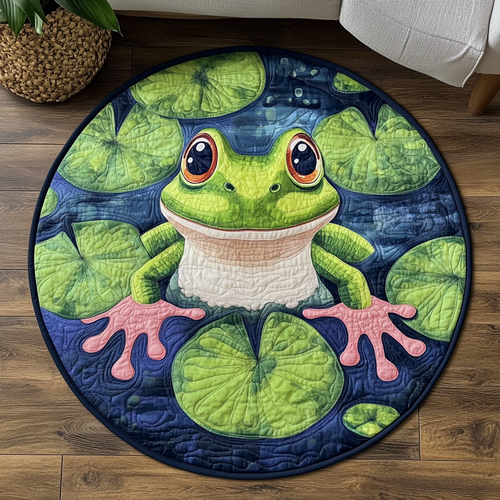 Leafy Frog Quilted Round Mat NCU0VH5973
