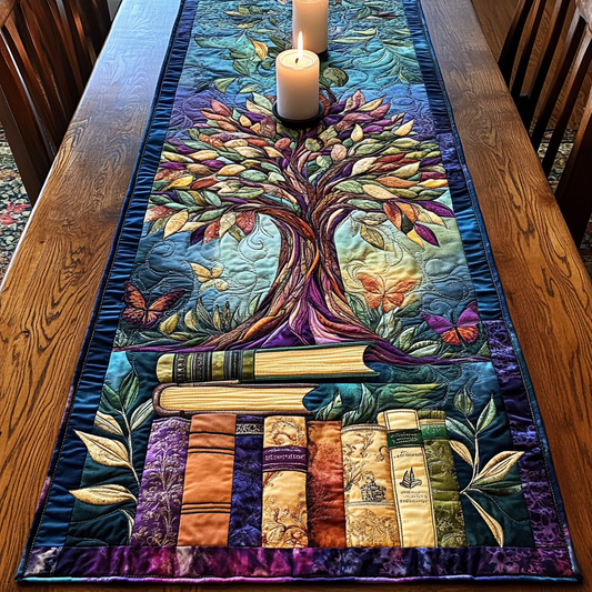 Leafy Literary Quilted Table Runner NCU0VH4337