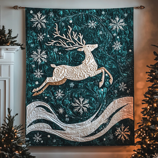 Leaping Reindeer Quilted Blanket NCU0TL1508