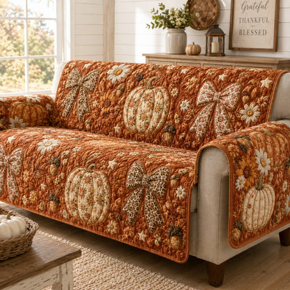 Leopard Bows Quilted Sofa Cover NCU0VL3770