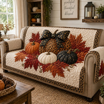 Leopard Pumpkin Quilted Sofa Cover NCU0VL3788
