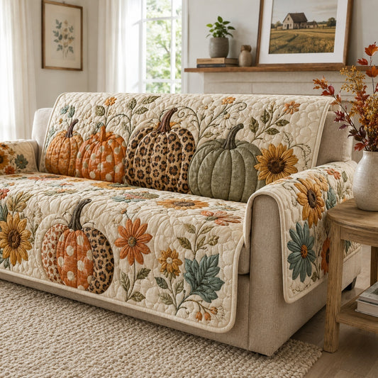 Leopard Pumpkins Quilted Sofa Cover NCU0VL3771