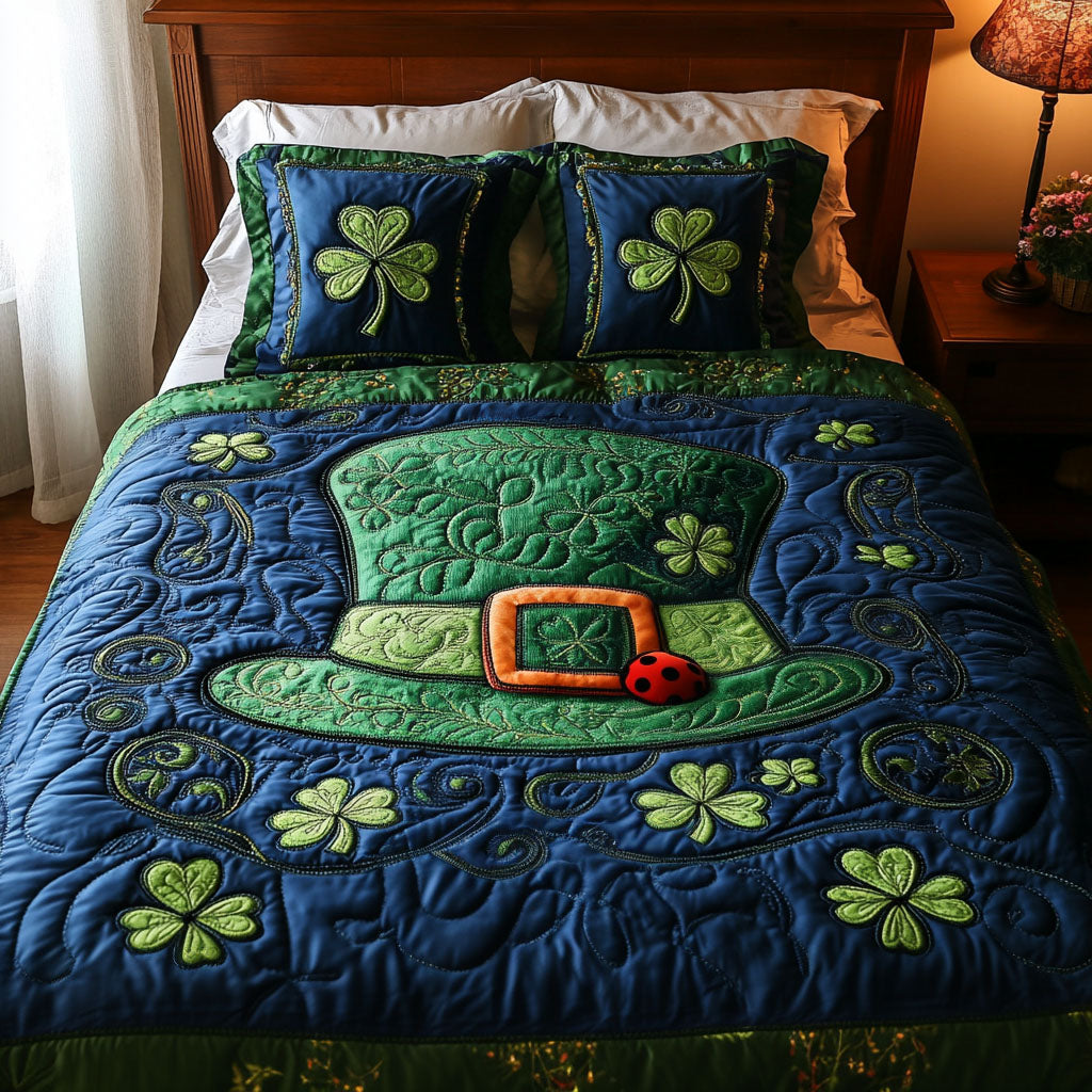 Leprechaun Clover Dreams 3-Piece Quilted Bedding Set NCU0NT2871